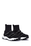 Women's Black Stone High Top Sneaker | Derimod Women's Black Stone High Top Sneaker | Derimod