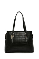 Women's Black Long Strap Crocodile Handbag | Derimod Women's Black Long Strap Crocodile Handbag | Derimod