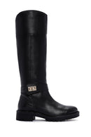 Geox Women's Black Zippered Leather Boots | Derimod Geox Women's Black Zippered Leather Boots | Derimod