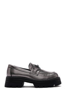 Kadın Gümüş Deri Tokalı Casual Loafer | Derimod Kadın Gümüş Deri Tokalı Casual Loafer | Derimod