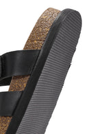 Women's Black Strappy Leather Slippers | Derimod Women's Black Strappy Leather Slippers | Derimod