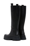 Women's Black Leather Zippered Thick Soled Boots | Derimod Women's Black Leather Zippered Thick Soled Boots | Derimod