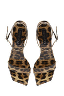 Women's Leopard Ankle Buckle Low Thin Heel Patent Leather Sandals | Derimod Women's Leopard Ankle Buckle Low Thin Heel Patent Leather Sandals | Derimod