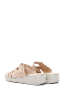 Women's Beige Leather Comfort Slippers | Derimod Women's Beige Leather Comfort Slippers | Derimod
