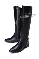 Women's Black Leather Buckle Zippered Boots | Derimod Women's Black Leather Buckle Zippered Boots | Derimod
