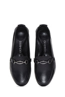Kadın Siyah Toka Detaylı Dolgu Topuklu Deri Loafer | Derimod Kadın Siyah Toka Detaylı Dolgu Topuklu Deri Loafer | Derimod