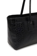 Woman Black Croc-Embossed Shoulder Bag | Derimod Woman Black Croc-Embossed Shoulder Bag | Derimod