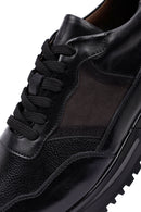 Erkek Siyah Bağcıklı Kalın Tabanlı Deri Casual Sneaker | Derimod Erkek Siyah Bağcıklı Kalın Tabanlı Deri Casual Sneaker | Derimod