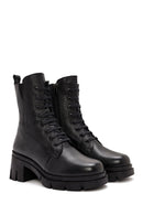 Women's Black Zippered Thick Heeled Leather Boots | Derimod Women's Black Zippered Thick Heeled Leather Boots | Derimod