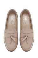 Kadın Vizon Püsküllü Deri Comfort Loafer | Derimod Kadın Vizon Püsküllü Deri Comfort Loafer | Derimod