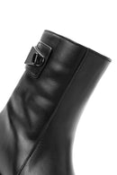 Women's Black Zippered Leather Boots | Derimod Women's Black Zippered Leather Boots | Derimod