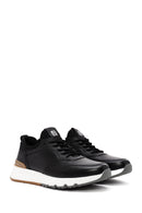 Erkek Siyah Bağcıklı Deri Casual Sneaker | Derimod Erkek Siyah Bağcıklı Deri Casual Sneaker | Derimod