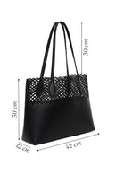 Woman Black Patterned Shoulder Bag | Derimod Woman Black Patterned Shoulder Bag | Derimod