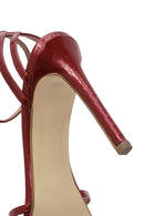 Women's Red Ankle Strap Thin High Heel Patent Leather Sandals | Derimod Women's Red Ankle Strap Thin High Heel Patent Leather Sandals | Derimod