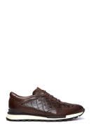 Erkek Kahverengi Deri Desenli Sneaker | Derimod Erkek Kahverengi Deri Desenli Sneaker | Derimod