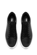 Erkek Siyah Bağcıklı Deri Sneaker | Derimod Erkek Siyah Bağcıklı Deri Sneaker | Derimod
