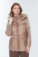 Women's Rachel Brown Plus Size Fur Leather Coat | Derimod Women's Rachel Brown Plus Size Fur Leather Coat | Derimod