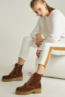 Lace-Up Women's Suede Boots | Derimod Lace-Up Women's Suede Boots | Derimod