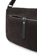 Woman Gray Long-Strap Suede Crossbody Bag | Derimod Woman Gray Long-Strap Suede Crossbody Bag | Derimod