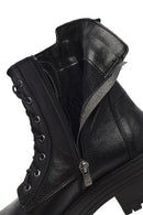 Woman Black Zippered Thick Sole Leather Postal Boots | Derimod Woman Black Zippered Thick Sole Leather Postal Boots | Derimod