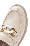 Women's Beige Buckle Detailed Leather Masculine Loafer | Derimod Women's Beige Buckle Detailed Leather Masculine Loafer | Derimod