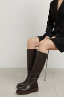 Women's Brown Thick-Soled Leather Boot | Derimod Women's Brown Thick-Soled Leather Boot | Derimod