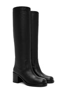Women's Black Thick Heel Leather Boots | Derimod Women's Black Thick Heel Leather Boots | Derimod