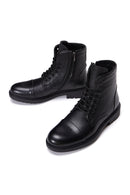 Men's Black Leather Boots Flat Boots | Derimod Men's Black Leather Boots Flat Boots | Derimod