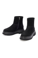 Women's Black Zippered Suede Boots | Derimod Women's Black Zippered Suede Boots | Derimod