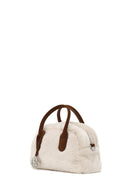 Woman Beige Long Strap Plush Teddy Shoulder Bag | Derimod Woman Beige Long Strap Plush Teddy Shoulder Bag | Derimod