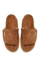 Women's Tan Suede Leather Slippers | Derimod Women's Tan Suede Leather Slippers | Derimod