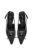 Women's Black Open Back Thin Heel Patent Leather Shoes | Derimod Women's Black Open Back Thin Heel Patent Leather Shoes | Derimod