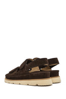 Women's Brown Double Strap Suede Leather Sandals | Derimod Women's Brown Double Strap Suede Leather Sandals | Derimod