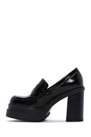 Women's Black Thick Heeled Leather Masculine Loafer | Derimod Women's Black Thick Heeled Leather Masculine Loafer | Derimod