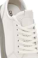 Men's White Thick Sole Lace Up Leather Sneaker | Derimod Men's White Thick Sole Lace Up Leather Sneaker | Derimod