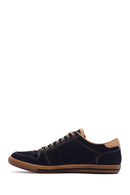 Men's Navy Blue Nubuck Leather Sneaker | Derimod Men's Navy Blue Nubuck Leather Sneaker | Derimod