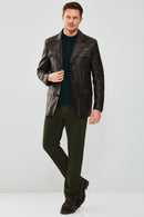 Kane Erkek Siyah Blazer Safari Deri Ceket | Derimod Kane Erkek Siyah Blazer Safari Deri Ceket | Derimod