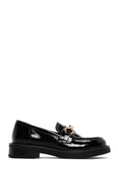 Women's Black Chain Detailed Leather Masculine Loafer | Derimod Women's Black Chain Detailed Leather Masculine Loafer | Derimod