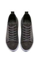 Men's Gray Lace-Up Suede Leather Sneaker | Derimod Men's Gray Lace-Up Suede Leather Sneaker | Derimod