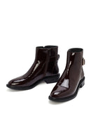 Women's Burgundy Zippered Patent Leather Boots | Derimod Women's Burgundy Zippered Patent Leather Boots | Derimod