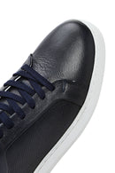 Men's Navy Blue Lace-Up Leather Sneaker | Derimod Men's Navy Blue Lace-Up Leather Sneaker | Derimod