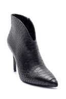 Women's Leather Snakeskin Patterned Bootie | Derimod Women's Leather Snakeskin Patterned Bootie | Derimod