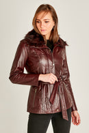 Garcia Women's Leather Jacket | Derimod Garcia Women's Leather Jacket | Derimod