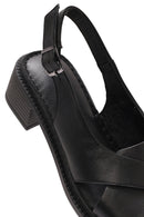 Women's Black Ankle Buckle Low Heel Leather Sandals | Derimod Women's Black Ankle Buckle Low Heel Leather Sandals | Derimod