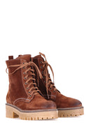 Lace-Up Women's Suede Boots | Derimod Lace-Up Women's Suede Boots | Derimod
