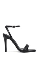 Women's Black Ankle Strap Metallic High Thin Heel Sandals | Derimod Women's Black Ankle Strap Metallic High Thin Heel Sandals | Derimod