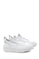 Women's White Thick Soled Leather Sneaker | Derimod Women's White Thick Soled Leather Sneaker | Derimod
