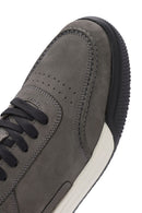 Male Gray Lace-up Nubuck Leather Sneaker | Derimod Male Gray Lace-up Nubuck Leather Sneaker | Derimod