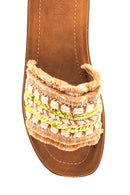 Women's Tan Thick Soled Slippers | Derimod Women's Tan Thick Soled Slippers | Derimod