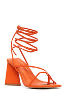 Women's Orange Lace-Up Heeled Sandals | Derimod Women's Orange Lace-Up Heeled Sandals | Derimod